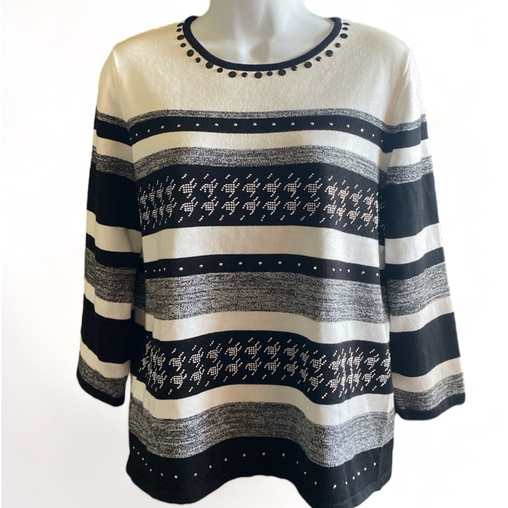 Women’s Alfred Dunner Textured Embellished Sweater Too Size Petite Medium
